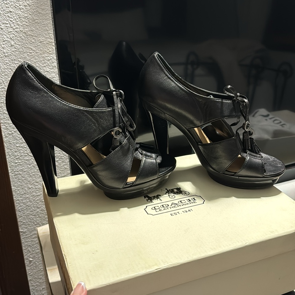 COACH PLATFORM PEEP TOE STILETTO HEELS